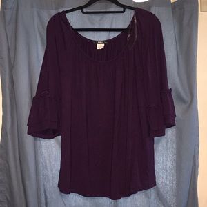 3/4 Purple Bell Sleeve Top
